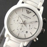 Emporio Armani Classic Chronograph White Dial White Rubber Strap Watch For Men - AR1054 Authentic Buy Shop Now