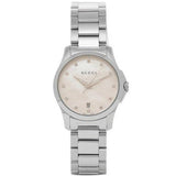 Gucci G Timeless Diamonds Mother of Pearl Dial Silver Steel Strap Watch For Women - YA126542 Authentic Buy Shop Now