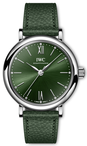 IWC Portofino Automatic Automatic Green Dial Green Leather Strap Watch for Women - IW357412 Authentic Buy Shop Now