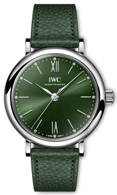 IWC Portofino Automatic Automatic Green Dial Green Leather Strap Watch for Women - IW357412 Authentic Buy Shop Now