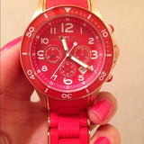 Marc Jacobs Rock Chronograph Red Dial Red Silicone Strap Watch for Women - MBM2577 Authentic Buy Shop Now