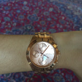 Marc Jacobs Peeker Chronograph Rose Gold Dial Rose Gold Steel Strap Watch for Women - MBM3394 Authentic Buy Shop Now