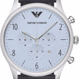 Emporio Armani Chronograph Blue Dial Blue Leather Strap Watch For Men - AR1889 Authentic Buy Shop Now