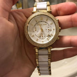 Michael Kors Parker White Dial Two Tone Steel Strap Watch for Women - MK6119 Authentic Buy Shop Now