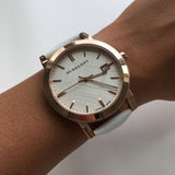 Burberry The City White Dial White Leather Strap Watch for Women - BU9012 Authentic Buy Shop Now