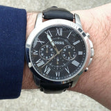 Fossil Grant Chronograph Black Dial Black Leather Strap Watch for Men - FS4812 Authentic Buy Shop Now
