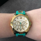 Guess Intrepid 2 Silver Dial Two Tone Rubber Strap Watch For Women - W0325L4 Authentic Buy Shop Now