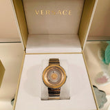 Versace V Metal Icon Gold Dial Brown Strap Watch for Women - VLC130016 Authentic Buy Shop Now
