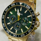 Fossil Bannon Multifunction Chronograph Green Dial Gold Steel Strap Watch for Men - BQ2493 Authentic Buy Shop Now