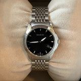 Gucci G Timeless Black Dial Silver Steel Strap Watch For Women - YA126502 Authentic Buy Shop Now