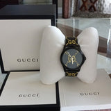 Gucci G Timeless Ghost Black Dial Black Leather Strap Watch For Men - YA1264019 Authentic Buy Shop Now