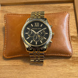 Michael Kors Lexington Chronograph Black Dial Gold Steel Strap Watch for Men - MK8286 Authentic Buy Shop Now