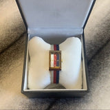 Gucci G-Frame Mother of Pearl Dial White Blue Red Nylon Strap Watch For Women - YA147405 Authentic Buy Shop Now