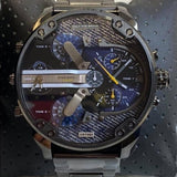 Diesel Big Daddy 2.0 Chronograph Blue Dial Grey Steel Strap Watch For Men - DZ7331 Authentic Buy Shop Now