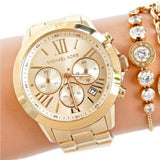 Michael Kors Bradshaw Chronograph Gold Dial Gold Steel Strap Watch For Women - MK5777 Authentic Buy Shop Now