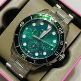 Fossil FB-03 Chronograph Green Dial Silver Steel Strap Watch for Men - FS5726 Authentic Buy Shop Now