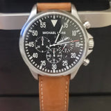 Michael Kors Gage Chronograph Quartz Black Dial Brown Leather Strap Watch For Men - MK8333 Authentic Buy Shop Now