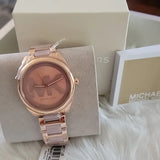 Michael Kors Janelle Three Hand Rose Gold Dial Two Tone Steel Strap Watch For Women - MK7135 Authentic Buy Shop Now