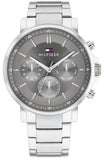 Tommy Hilfiger Tyson Chronograph Grey Dial Silver Steel Strap Watch For Men - 1710604 Authentic Buy Shop Now