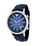 Emporio Armani Classic Chronograph Blue Dial Blue Leather Strap Watch For Men - AR2473 Authentic Buy Shop Now