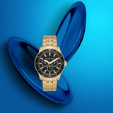 Michael Kors Cunningham Multifunction Black Dial Gold Steel Strap Watch For Men - MK7154 Authentic Buy Shop Now
