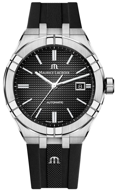 Maurice Lacroix Aikon Automatic Black Dial Black Rubber Strap Watch For Men - AI6008-SS000-330-2 Authentic Buy Shop Now