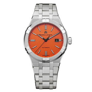 Maurice Lacroix Aikon Automatic Date Orange Dial Silver Steel Strap Watch For Men - AI6008-SS00F-530-E Authentic Buy Shop Now