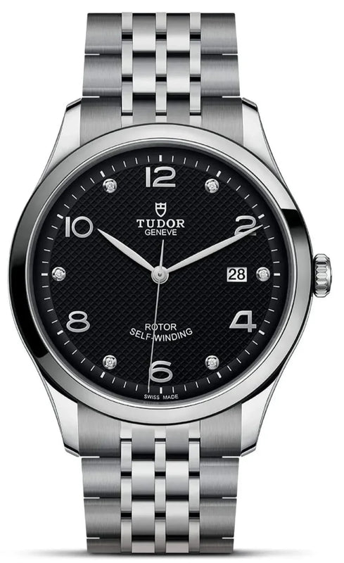 Tudor 1926 Automatic Diamonds Black Dial Silver Steel Strap Watch for Men - M91650-0004 Authentic Buy Shop Now