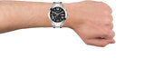 Guess Atlas Chronograph Black Dial Silver Steel Strap Watch For Men - W0668G3 Authentic Buy Shop Now