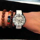 Marc Jacobs Rock Chronograph White Dial White Silicone Strap Watch for Women - MBM2574 Authentic Buy Shop Now