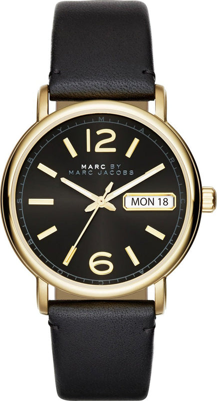 Marc Jacobs Fergus Black Dial Black Leather Strap Watch for Women - MBM8651 Authentic Buy Shop Now