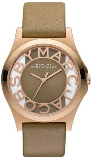 Marc Jacobs Henry Dinky Skeleton Beige Dial Beige Leather Strap Watch for Women - MBM1245 Authentic Buy Shop Now