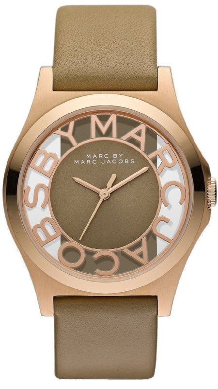 Marc Jacobs Henry Dinky Skeleton Beige Dial Beige Leather Strap Watch for Women - MBM1245 Authentic Buy Shop Now