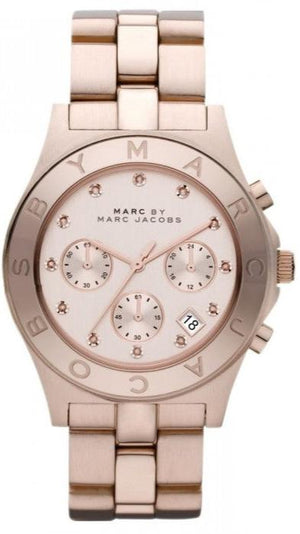 Marc Jacobs Blade Chronograph Rose Gold Dial Rose Gold Steel Strap Watch for Women - MBM3102 Authentic Buy Shop Now