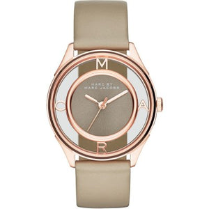 Marc Jacobs Tether Grey Dial Grey Leather Strap Watch for Women - MBM1375 Authentic Buy Shop Now