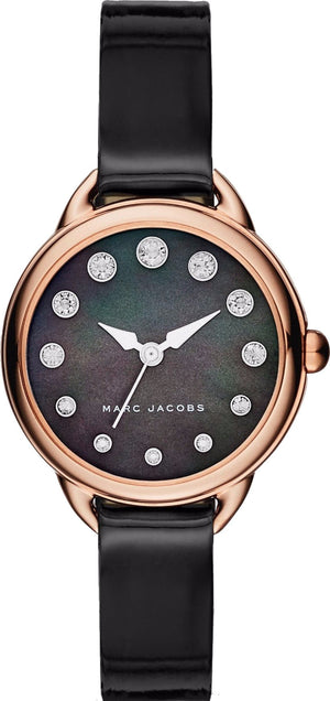 Marc Jacobs Betty Mother of Pearl Black Dial Black Leather Strap Watch for Women - MJ1513 Authentic Buy Shop Now