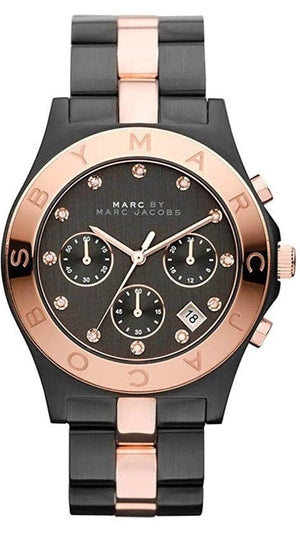 Marc Jacobs Blade Chronograph Grey Dial Two Tone Steel Strap Watch for Women - MBM3180 Authentic Buy Shop Now