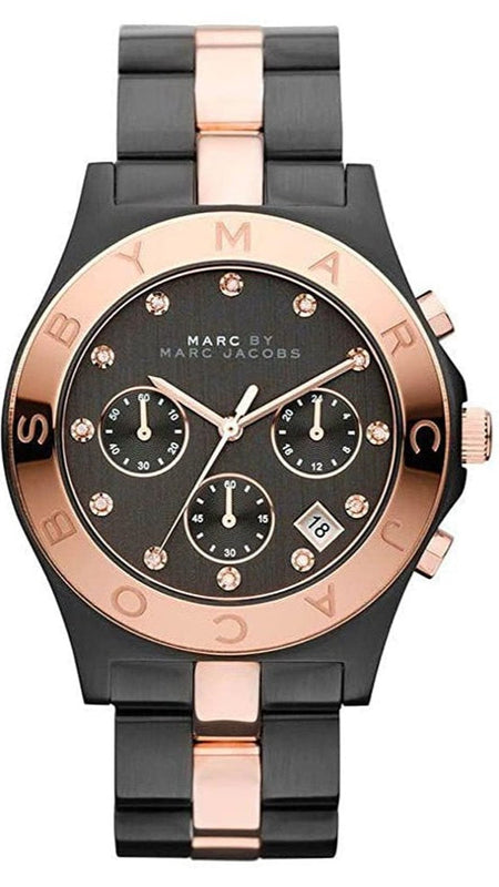 Marc Jacobs Blade Chronograph Grey Dial Two Tone Steel Strap Watch for Women - MBM3180 Authentic Buy Shop Now