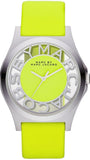 Marc Jacobs Henry Skeleton Neon Yellow Dial Yellow Leather Strap Watch for Women - MBM1242 Authentic Buy Shop Now