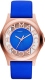 Marc Jacobs Henry Skeleton Blue Dial Blue Leather Strap Watch for Women - MBM1244 Authentic Buy Shop Now