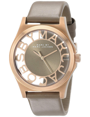 Marc Jacobs Henry Dinky Skeleton Beige Dial Beige Leather Strap Watch for Women - MBM1245 Authentic Buy Shop Now