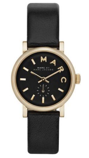 Marc Jacobs Baker Black Dial Black Leather Strap Watch for Women - MBM1273 Authentic Buy Shop Now