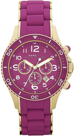 Marc Jacobs Rock Chronograph Purple Dial Purple Silicone Strap Watch for Women - MBM2576 Authentic Buy Shop Now