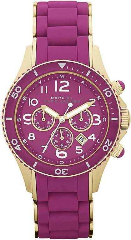Marc Jacobs Rock Chronograph Purple Dial Purple Silicone Strap Watch for Women - MBM2576 Authentic Buy Shop Now