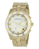 Marc Jacobs Blade Chronograph White Dial Gold Steel Strap Watch for Women - MBM3081 Authentic Buy Shop Now