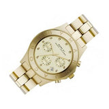 Marc Jacobs Blade Chronograph Gold Dial Gold Steel Strap Watch for Women - MBM3101 Authentic Buy Shop Now