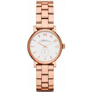 Marc Jacobs Baker White Dial Rose Gold Steel Strap Watch for Women - MBM3248 Authentic Buy Shop Now