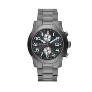 Marc Jacobs Larry Chronograph Black Dial Grey Steel Strap Watch for Men - MBM5051 Authentic Buy Shop Now