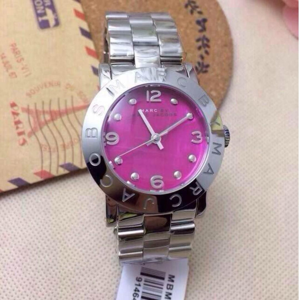 Marc Jacobs Amy Pink Dial Silver Steel Strap Watch for Women - MBM8623 Authentic Buy Shop Now