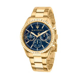Maserati Competizione Chronograph Blue Dial Gold Steel Strap Watch For Men - R8853100026 Authentic Buy Shop Now
